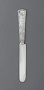 Tea Knife with Japanesque Style Pattern Engraved Handle by Wood & Hughes, New York, U.S.A., 1845 – 1899