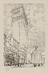 The Flat Iron (from portfolio, Lithographs of New York in 1904)