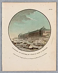 The Louvre, from Port St. Nicolas, Plate 63 from "Vues Pittoresques des Principaux Ãdifices de Paris"