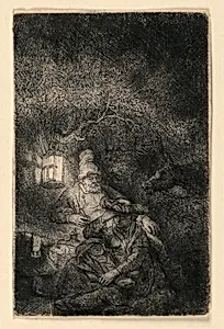 The Rest on the Flight into Egypt: A Night Piece by Rembrandt Harmensz van Rijn, Dutch, 1606–1669