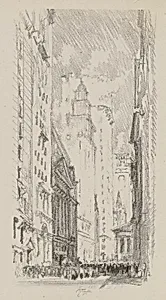 The Stock Exchange (from portfolio, Lithographs of New York in 1904)