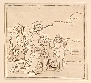 The Virgin with the Child, an Angel, and a Seated Girl by Fortunato Duranti, Italian, 1787 - 1863
