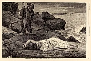 The Wreck on the "Atlantic"--Cast up by the Sea, from Harper's Weekly, April 26, 1873 by Winslow Homer