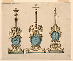 Three Designs for Altar Candlesticks for a Jesuit Church