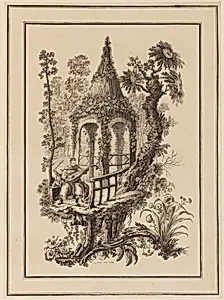 Three Figures In Front of Structure with Trees by Jean-Baptiste Pillement, French, 1728–1808