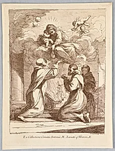 Three Saints, the Virgin and Child in the Clouds by Francesco Bartolozzi, Italian, active England, 1727–1815