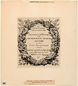 Title Page, from "Etchings of Pictures in the Metropolitan Museum, New York"