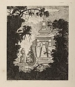 Tombeau monumental avec urne funÃ©raire au premier plan (Monumental Tomb with Urn in the Foreground)