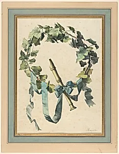 Trophy with Flute, Ivy and Blue Ribbon