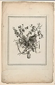 Trophy with Harvest Implements, Plate 6 from "Suite de diffÃ©rentes Attributs, TrophÃ©es, et Groupes de Fleurs," Suite II
