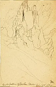 Turreted Peaks in Yellowstone Canyon by Thomas Moran