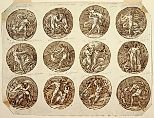 Twelve Circular Medallions with Representations of the Deeds of Hercules