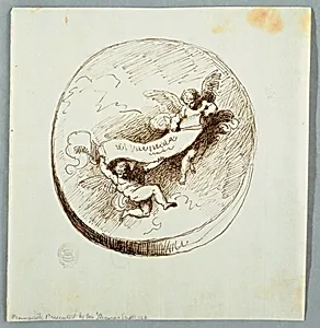 Two Flying Putti with Banderole by Felice Giani, Italian, 1758–1823