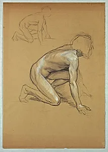 Two Studies of a Kneeling Man