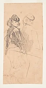 Two Studies of a Young Girl Looking Over Her Shoulder by Winslow Homer, American, 1836â1910