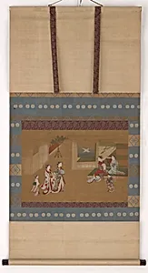 Two yujo making a New Year call upon two others