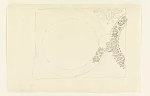 Unfinished study for an ornamental detail in the mural at the Boston Public Library