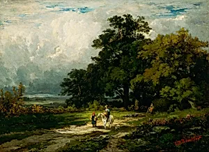 Untitled (man on horse with woman and dog) by Edward Mitchell Bannister