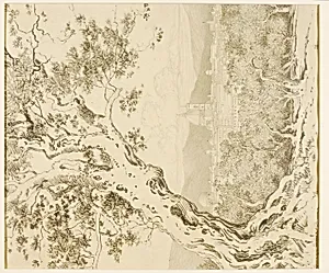 Untitled (transfer drawing for Florence from Monte Oliveto [No. 2]) by George Elbert Burr
