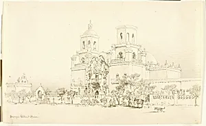 Untitled (transfer drawing for San Xavier Mission, Tucson, Arizona) by George Elbert Burr