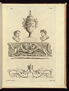 Vase, Busts, and Arabesques Ornament Designs