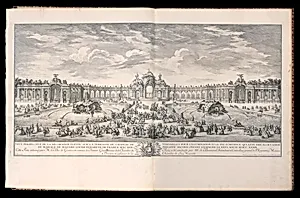 VeÃ¼e perspective de la dÃ©coration Ã©levÃ©e sur la terrasse du ChÃ¢teau de Versailles pour lâillumination et le feu dâartifice qui a Ã©tÃ© tirÃ© Ã  lâoccasion du mariage de Madame Louise-Elisabeth de France avec Don Philippe Second Jnfant dâEspagne le XXVI Aoust M.DCC. XXXIX.