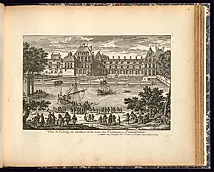 VeuÃ« de lâEstang, du Jardin, et de la Cour des Fontaines, Ã  Fontaine-bleau