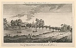 View of Hampton Court from the Thames River, from Walter Harrison's History of London