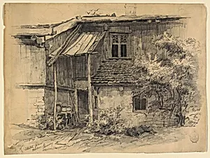 View of the Back of a Dwelling in Polling, Bavaria by Walter Shirlaw, American, b. Scotland, 1838–1909