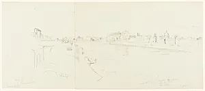 View of the Castel Sant'Angelo, Claude's Villa, and St. Peter's, Rome, Italy, Part One by Frederic Edwin Church, American, 1826–1900