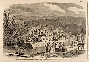 View on the James River Canal, near Balcony Falls. -Rebel Troops Going from Lynchburg to Buchanan, on Their Way to Western Virginia, from Harper's Weekly, September 28, 1861 by Unidentified