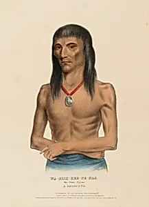 WA-BISH-KEE-PE-NAS. The White Pigeon. A CHIPPEWA, from History of the Indian Tribes of North America by McKenney and Hall, 1836-1844