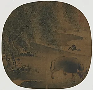 Water Buffalo and Herdboy under Willows æ³è­ç§çå
