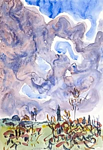Watercolor no. 31, Landscape with Clouds