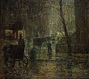 Wet Night, Gramercy Park (After Rain; Nocturne)