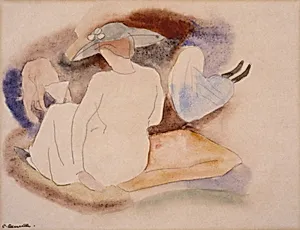 (Woman with Hat and 2 Figures)