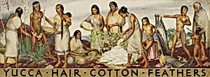 Yucca, Hair, Cotton, Feathers (mural study) by Unidentified (American)
