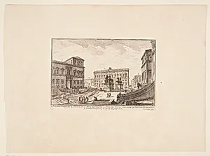 1. Pavens palazzo. 2. Sankt Maria Maddalena-kirken. 3. Palazzo della Consulta. 4. Palazzo Rospigliosi. 5. De pavelige stalde og livgardens barakker by Giovanni Battista Piranesi