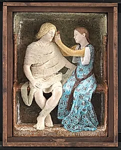 Aage og Else, siddende på en bænk by Niels Skovgaard