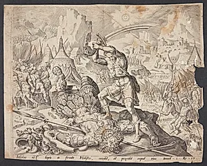 Abner præsenterer David med Goliats hoved for Saul by Ubekendt
