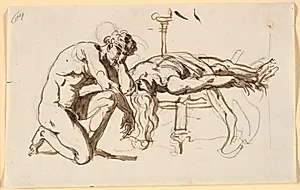 Achilles begrædende Patrokles' død? by Nicolai Abildgaard