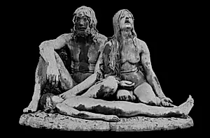 Adam og Eva ved Abels lig by Carl Bonnesen