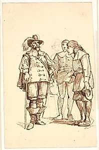Adelsmand fra Chr. IV's tid taler med to mænd by Wilhelm Marstrand