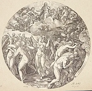 Adskillelsen af de frelste og de fordømte by Hendrick Goltzius