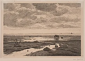 Åens udløb i stranden by J. Hildebrand