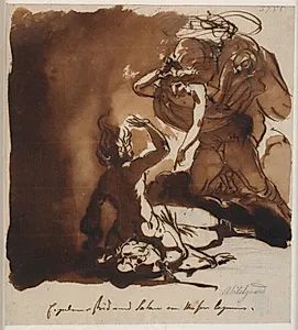 Ærkeenglen Michael og Satan strides om Moses' døde legeme by Nicolai Abildgaard