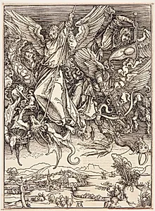 Ærkeenglen Mikael's kamp mod dragen by Albrecht Dürer