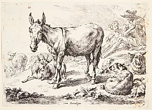 Æsel og geder by Nicolaes Berchem