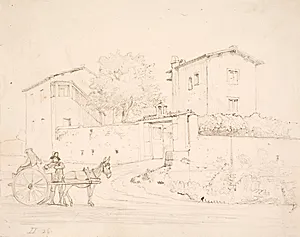 Æselkøretøj udenfor Porta del Popolo by Wilhelm Marstrand