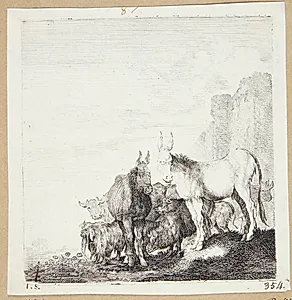 Æsler, vildsvin, køer og en nær en mur by Moyses van Wtenbrouck